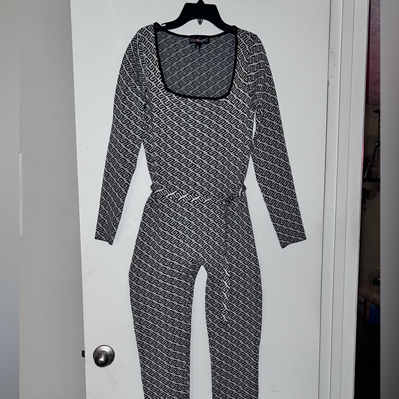 LU NYC Black and White Geometric Jumpsuit - Picture 3 of 3